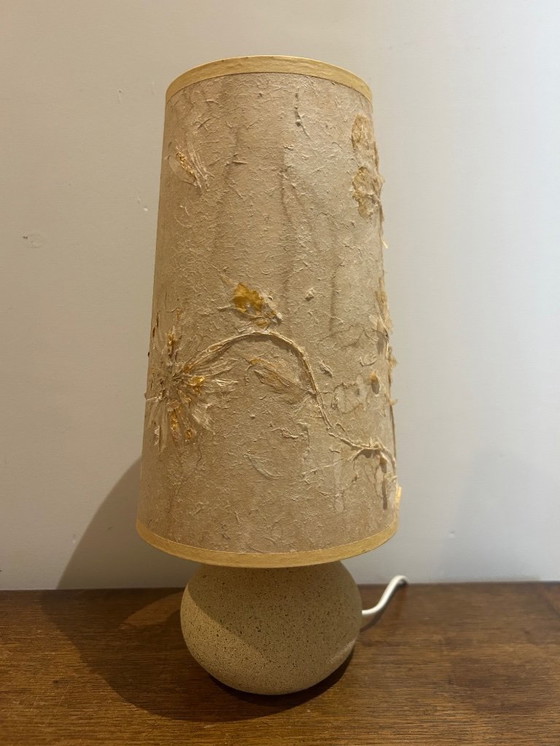 Image 1 of Stone lamp with a dried flower lampshade, 1970