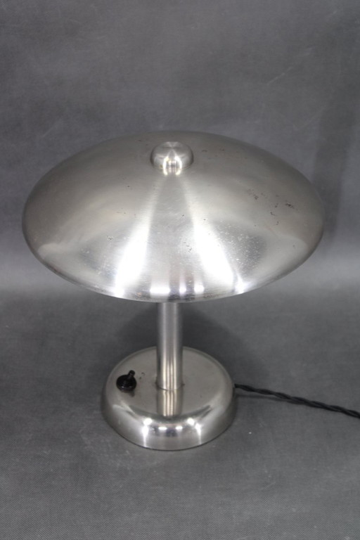 1930s Art Deco Nickel Mushroom Table Lamp Europe