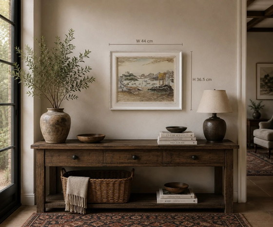 36.5x44 cm Aquarelle Antique Ploumanac'h R. Blossier | Art Mural Exclusif | circa 1920 – Peintures et dessins (photo 5 of 5)