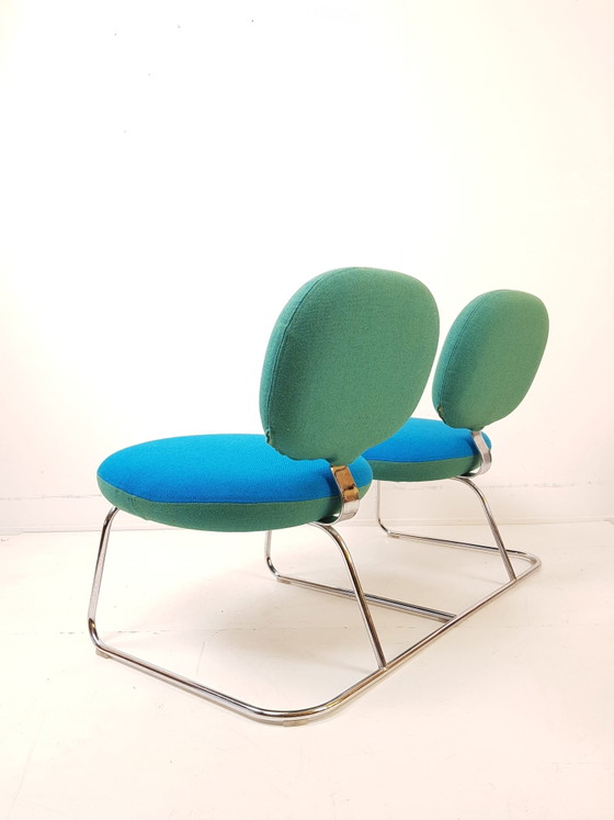 Artifort Banco Vega C 310/2 Sofá 2 Cromo Tela Ploeg Azul – Sofás de 2 plazas, Chrome, Wool, Vintage (photo 5 of 9)