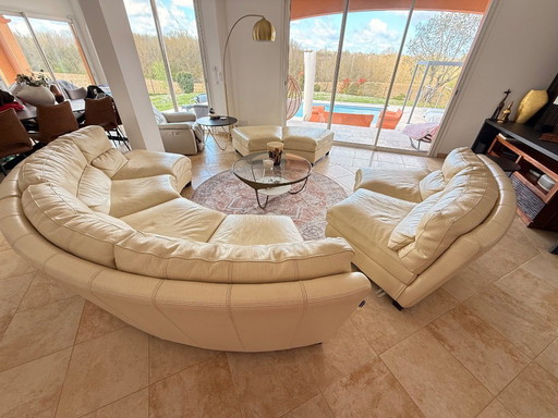 Chateau d'Ax panoramic half-moon sofa in genuine cowhide leather