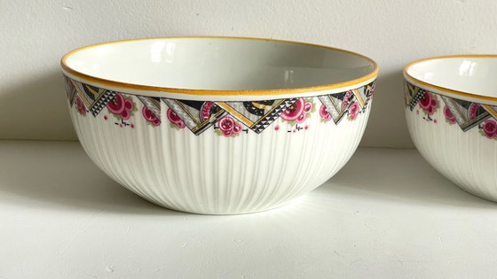 Image 1 of Insalatiere in porcellana MEHUN, decoro Art Déco