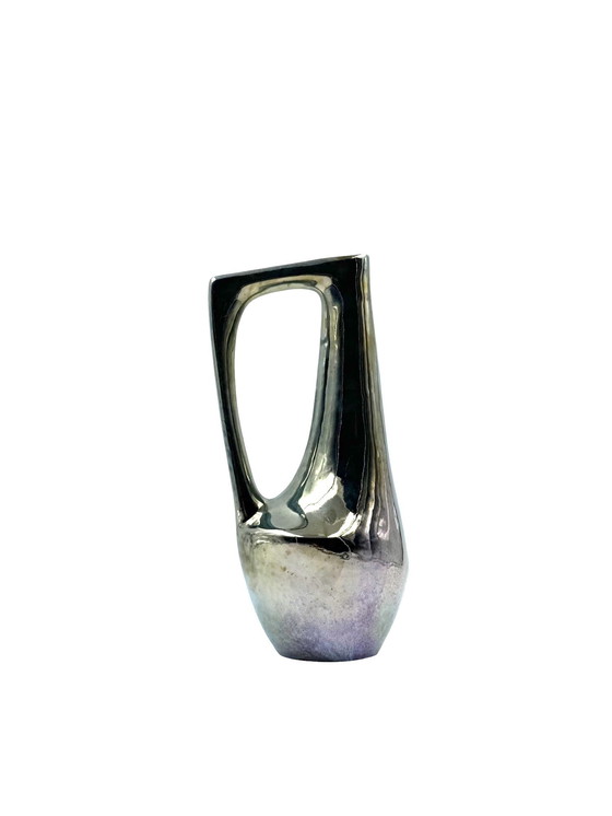 Image 1 of A. Cytère, moderno jarrón de gres iridiscente, Rambervillers Francia años 50