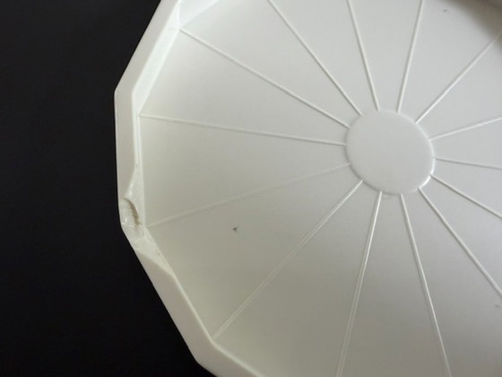 Image 1 of Vintage plastic coasters with holder | Set of 6 | Geometric | Cream