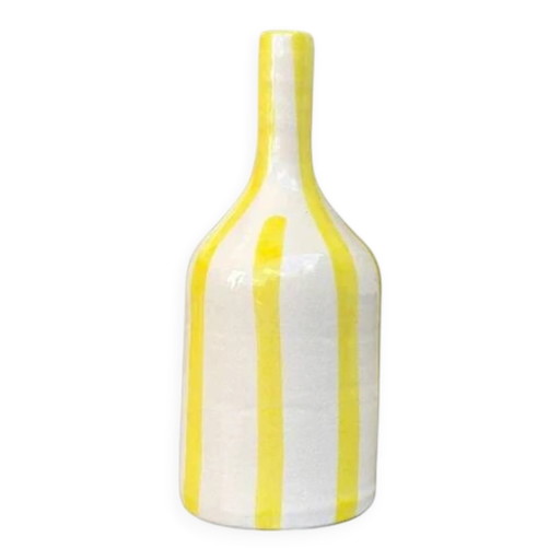 Gestreepte gele fles artisanale vaas