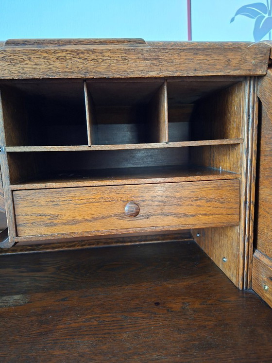 Image 1 of Scrivania antica in rovere con piano a rullo – completamente funzionale con chiave