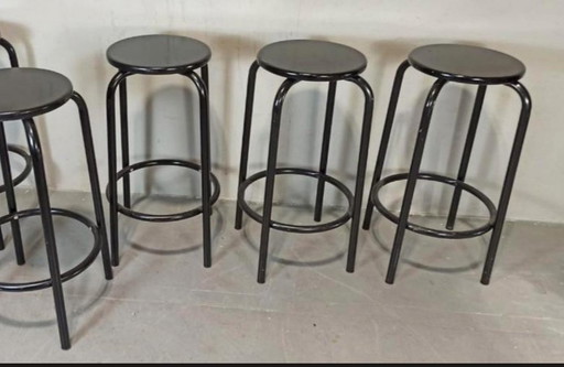 4 x tabourets de bar ronds noirs vintage