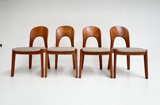 4x Koefoeds Hornslet stoel by John Mortensen Creme, 1960'S