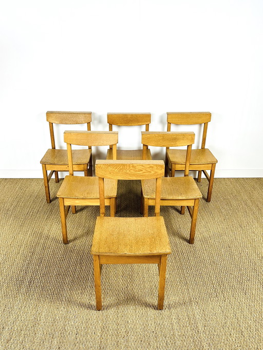 6 Vintage-Stühle aus Eiche 1960