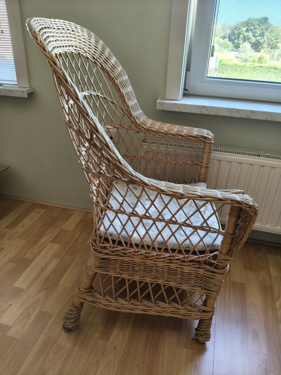 Vintage Wicker Chair – Armchairs, Rattan, Textile (photo 6 of 7)
