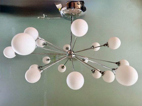 Sputnik Hanglamp Chroom – 18 Lamps Luchter Mid-Century Modern Stijl – Present time, Kroonluchters, Glass (photo 8 of 11)