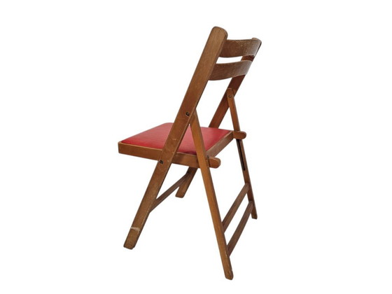 Image 1 of Vintage - Sedia pieghevole - legno - similpelle - anni '60