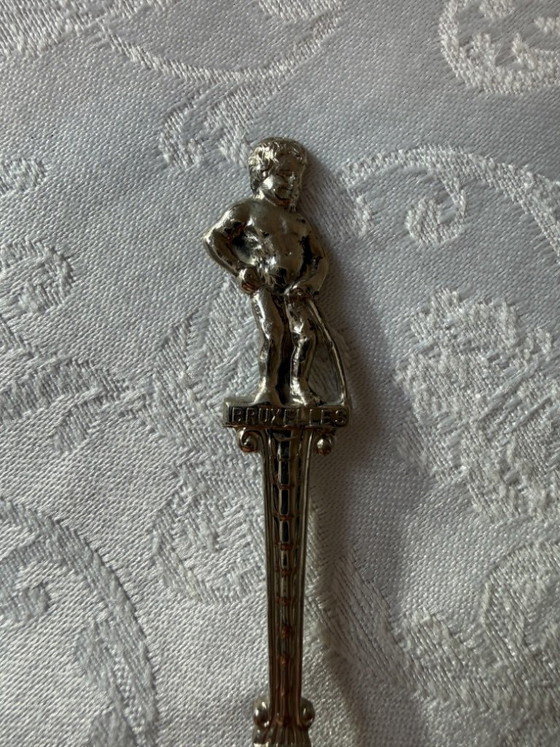 6 Cuillères souvenir vintage plaquées argent Bruxelles Belgique Silberauflage, Couverts, Métal, Argenté (photo 7 sur 13)