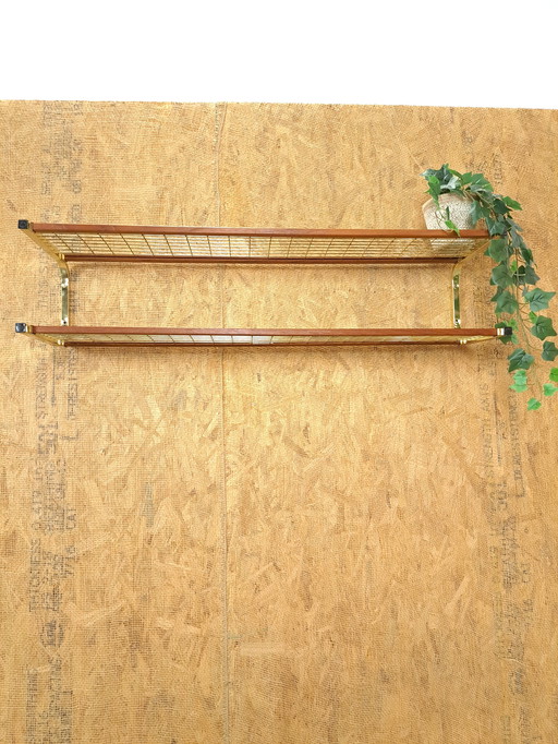 Gold Color Wall Shelf Wall Rack From Sweden With Teak No.5