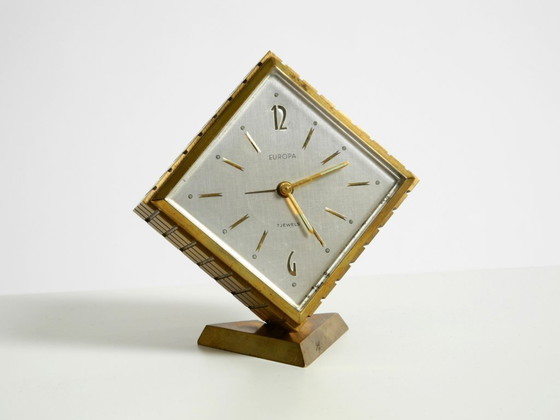Image 1 of Rare, very beautiful small 1960s mechanical brass alarm clock table clock from Europa