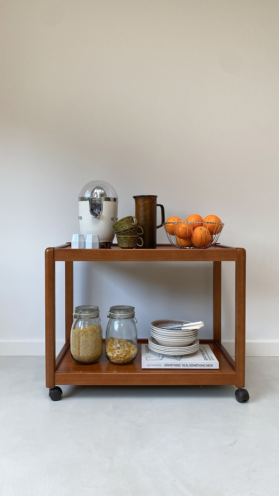 Image 1 of Vintage houten trolley op wieltjes