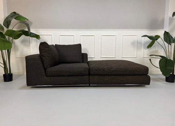 Image 1 of Divano di design Minotti Hamilton, marrone grigio + pouf