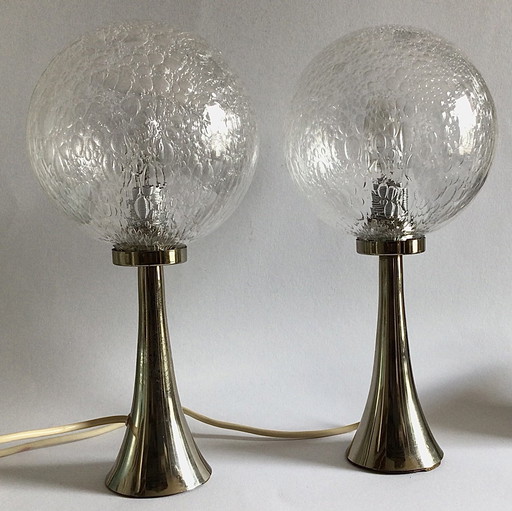 2 Vintage-Tischlampen aus Blasenglas