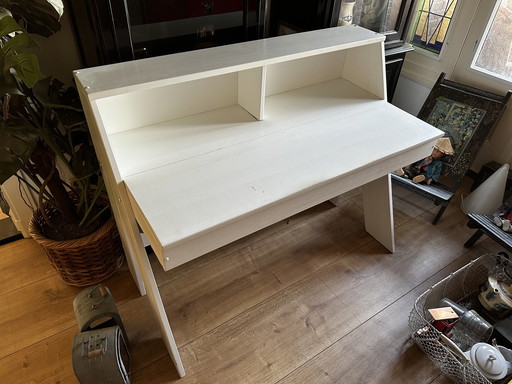 White Wooden Design Desk Wood With Flap