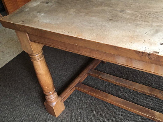 Image 1 of Rustieke landelijke tafel, massief olmen blad