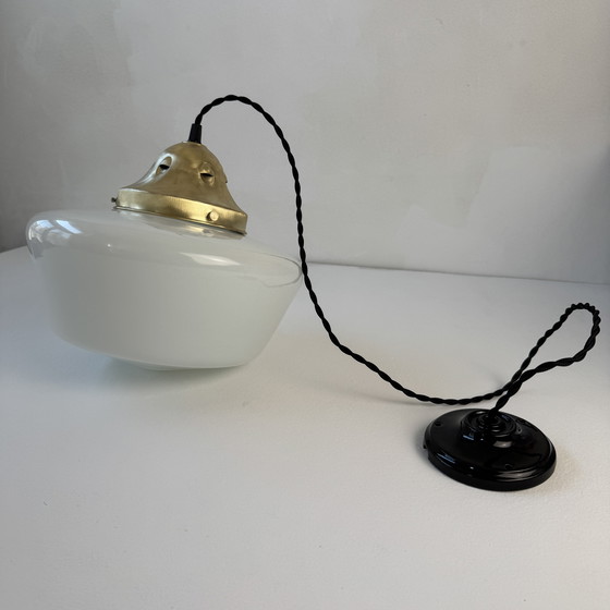 Image 1 of Antique Opaline XL 26 Cm Vintage Hanging Lamp