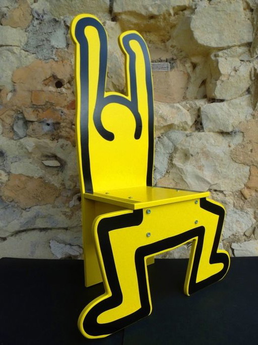 Keith Haring high chair / decorative object yellow