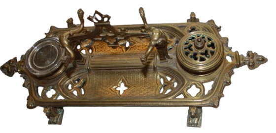 Image 1 of Calamaio doppio antico “Napoleone III” in bronzo – fine XIX secolo