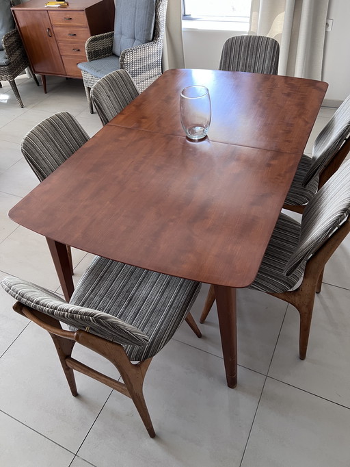 Mahogany table + 6 chairs (1957 design)