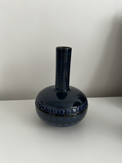 Ernestine Salerno Italy V181 Onestini Blau Vintage Design Kunst MCM Keramik Vase