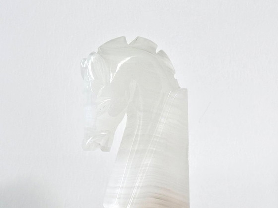 Vintage Onyx Horse Head, Decorative Natural Stone Bookend, Sculpture, Crystal, Transparent, Modern (photo 8 of 11)