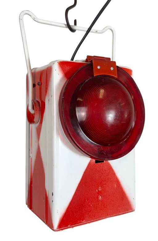 Rote industrielle Vintage Eisenbahnlaterne, 1980er