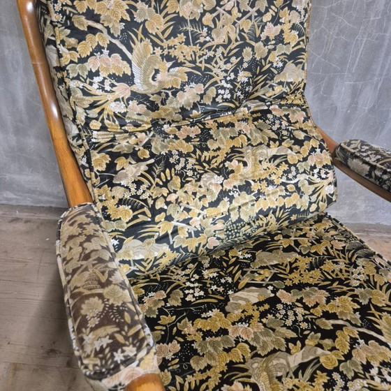 Image 1 of Paire de fauteuils en bois à accoudoirs incurvés, Tchécoslovaquie, années 1940-1950