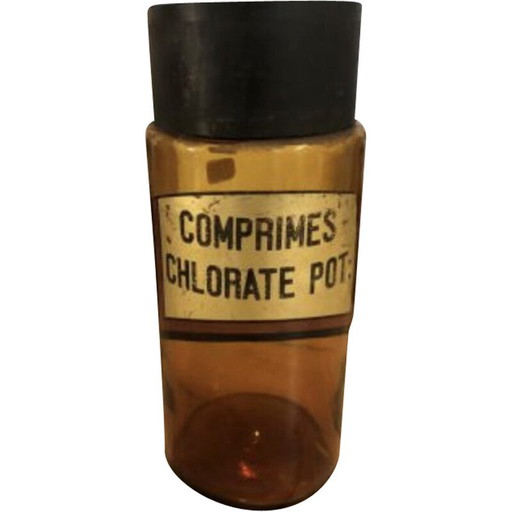 Pot à pharmacie vintage en ambre