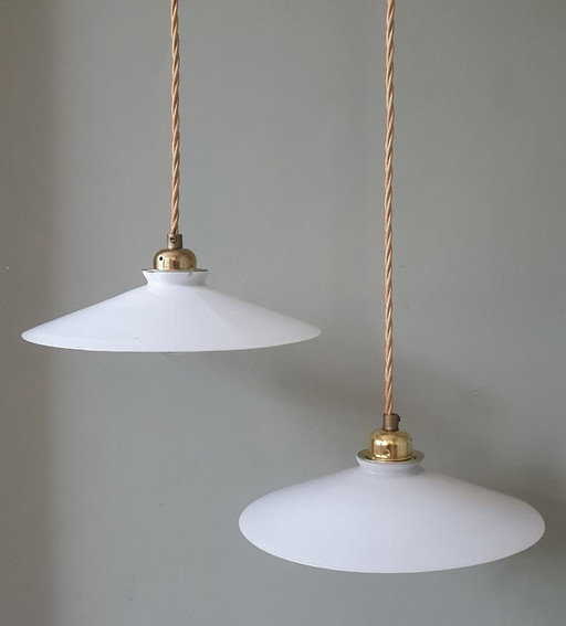 Set Lampade a sospensione Vintage - Paralumi francesi - Lampade da officina