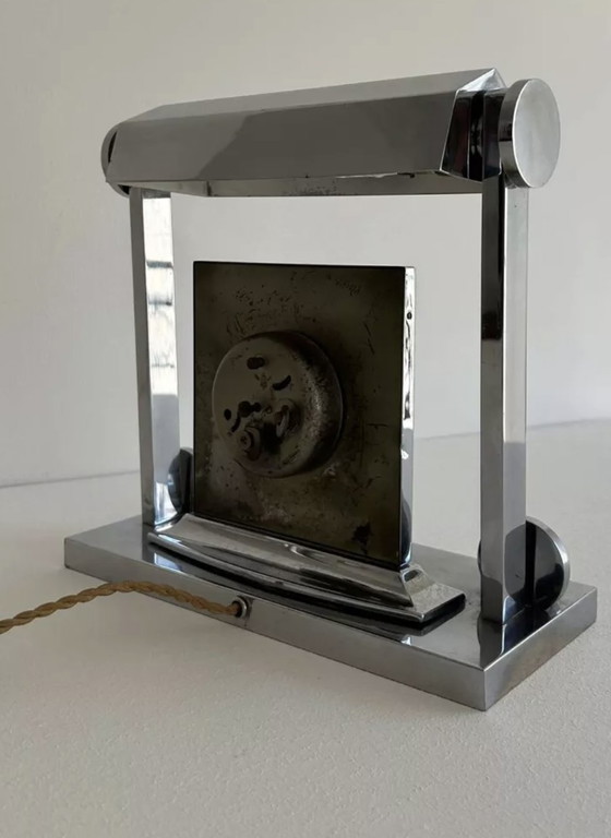 Image 1 of Table lamp, vintage modernist pendulum, chromed brass, France 1930