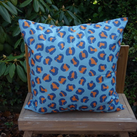 Image 1 of Juego de 4 fundas de cojín con estampado de rayas, leopardo y tropical, 45 x 45 cm. El relleno no está incluido.