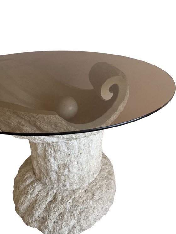 Image 1 of Vintage dining table in Mactan stone and glass by Magnussen Ponte, 1980