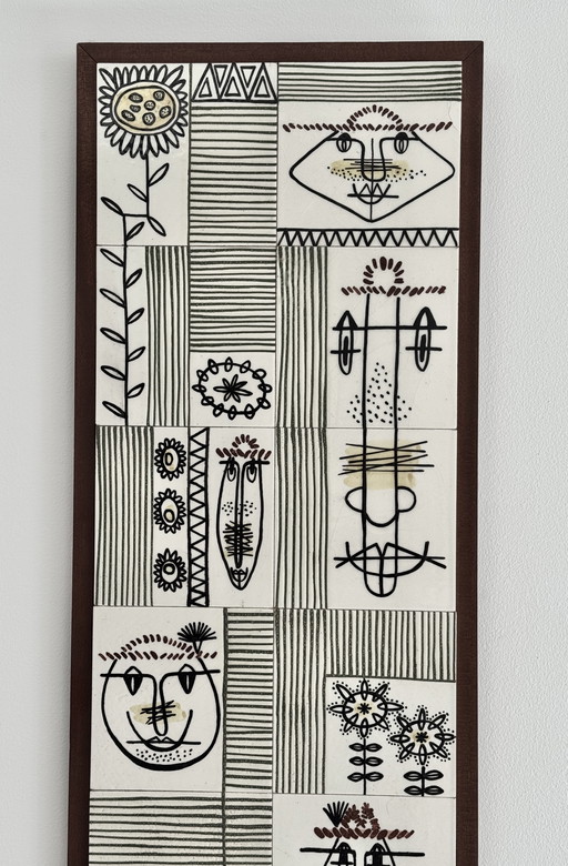 Magnificent decorative ceramic panel: A.FRANS dated 1964