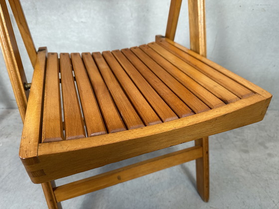 Image 1 of 2x vintage wooden folding chairs - beech