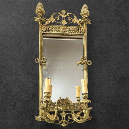 Lampada da parete a specchio antica (Girandole) del 1890-1910 circa