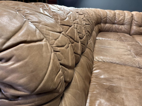 Image 1 of Divano modulare vintage in pelle marrone di Laauser, anni '60