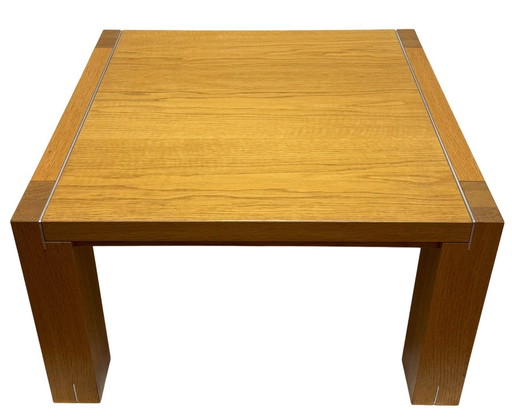 Juego de 2 mesas auxiliares PADUA de diseño de alta gama | Acento industrial | Roble macizo y metal