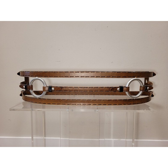 Image 1 of Vintage wrought iron floating console with glass top, France 1990