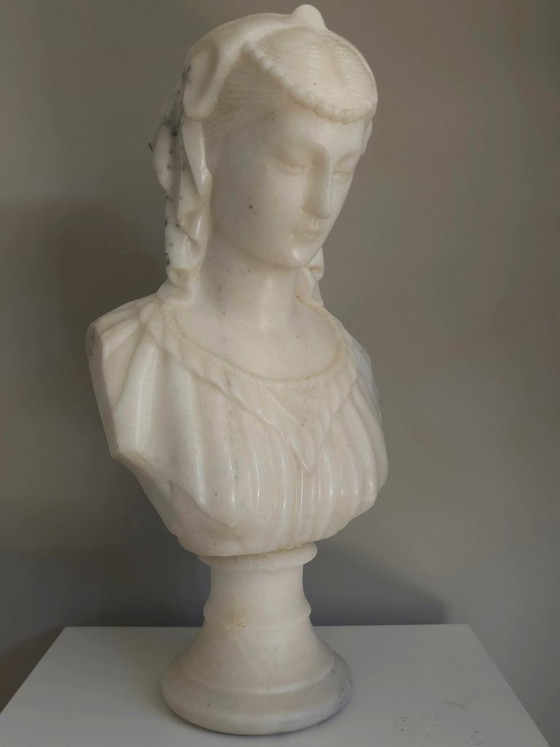 Imponente Busto de Mármol "Angelica Maria" – Luciano (56 cm) – Esculturas, Marble (photo 15 of 15)