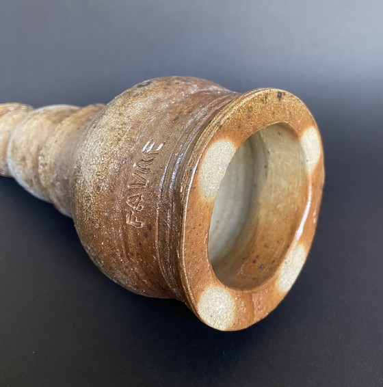 Image 1 of Signierte skulpturale Keramikflasche von Benoist Favre mit Hahn aus den 1970er Jahren