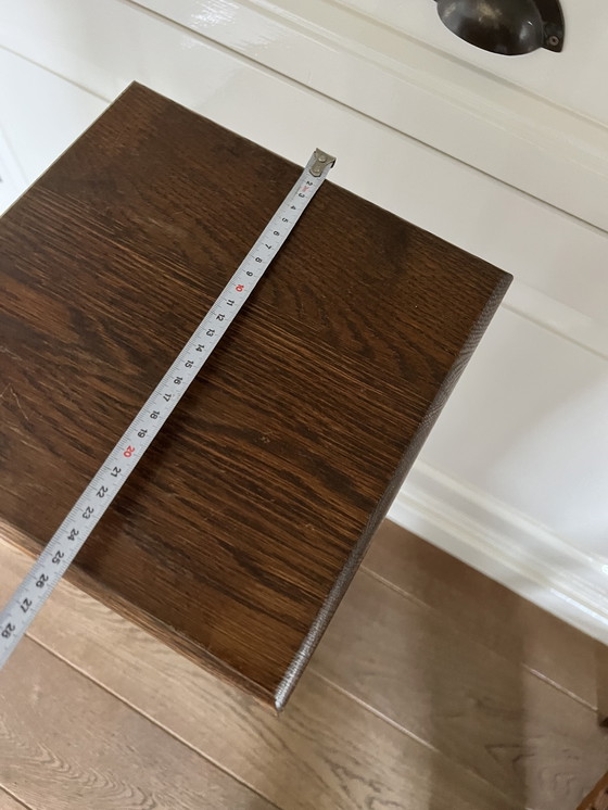 Image 1 of Plant table/pedestal set dark antique oak