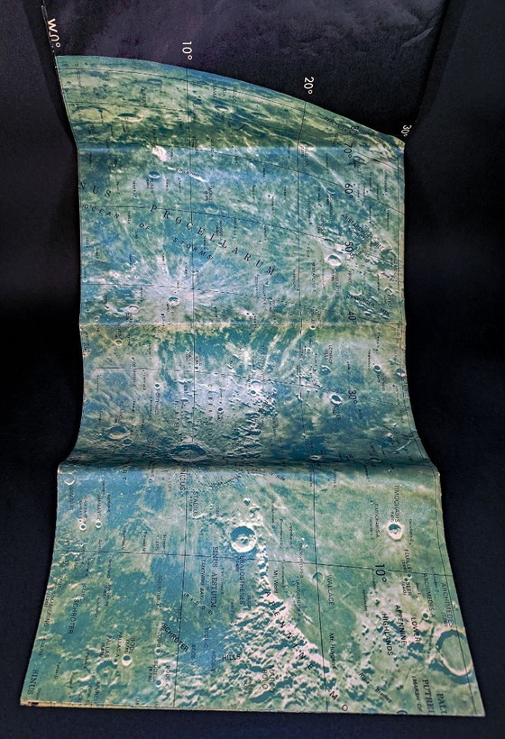 Image 1 of Vintage XXL Rand McNally Official Map of the Moon - Special 3-D Edition - 1960s Space Age