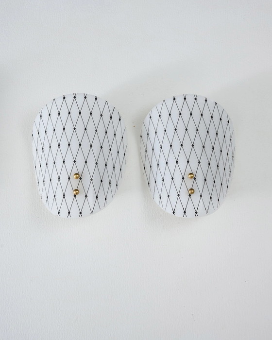 Diamond Pattern Acrylic and Brass Wall Sconces, Italy, Wall lights, Metal, Black (photo 11 of 12)
