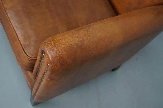 Image 1 of Vintage Nederlandse clubfauteuil van cognackleurig leer