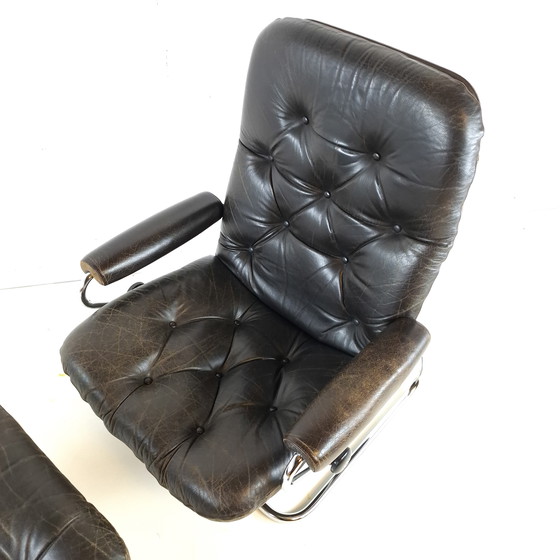 Image 1 of Vintage recliner armchair with footstool